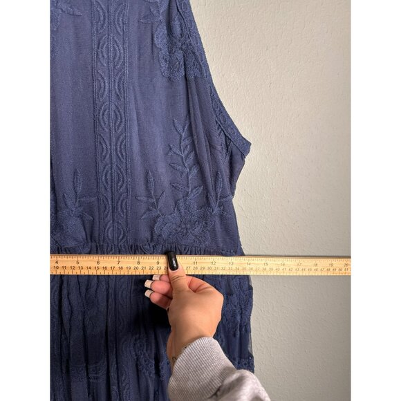 Altar'd State Women's Large Navy Maxi Sleeveless Halter Fully Lined Lace Dress - Picture 7 of 8